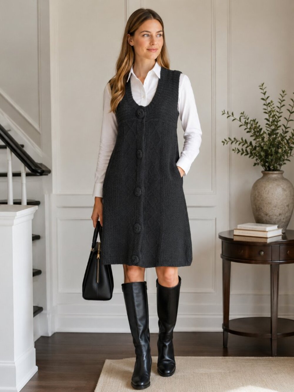 Margaret O'Leary Wool Knit Sleeveless Sweater Vest Gray Size Small